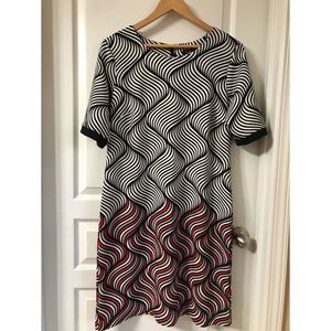 ILE NY ABSTRACT SHEATH MIDI DRESS SZ 14